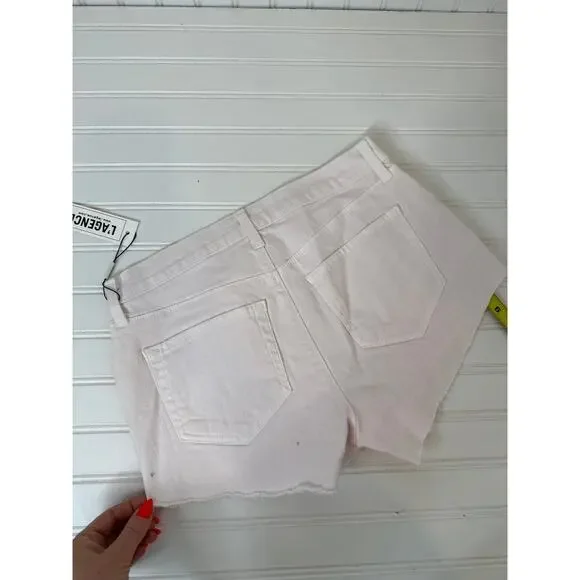 NWT L’AGENCE Audery Denim Shorts Pink & Blue Raw Hem Cut Off Bundle Size 25
